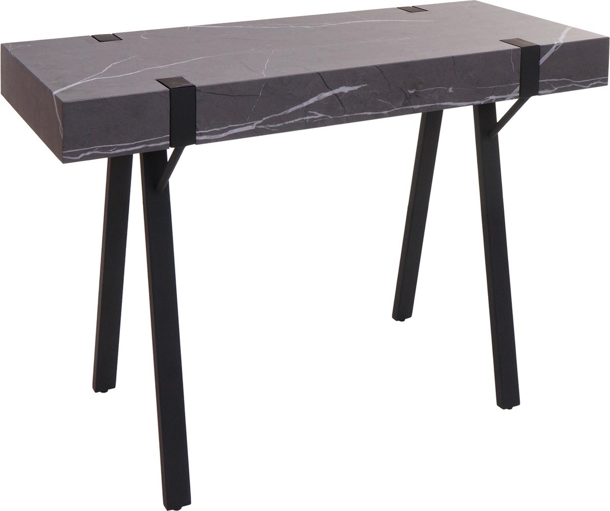 MCW Console tafel MCW-L54, telefoontafel werktafel bijzettafel opbergtafel, metaal 75x100x40cm ~ marmer look grijs