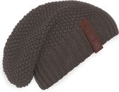 Knit Factory Coco Gebreide Muts Heren & Dames - Sloppy Beanie hat - Taupe - Warme bruine Wintermuts - Unisex - One Size