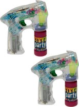 Bellenblaas speelgoed party pistool - 2x - LED verlichting - Multi kleuren
