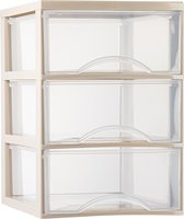 Plasticforte Ladeblokje/bureau organizer met 3x lades - transparant/beige - L26 x B36 x H37 cm
