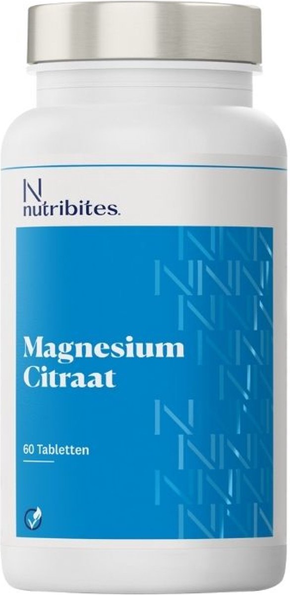 Goedkoopste Nutribites Magnesium Citraat - Ondersteunt de spieren en botten - Helpt bij vermoeidheid - 60 Vegan tabletten