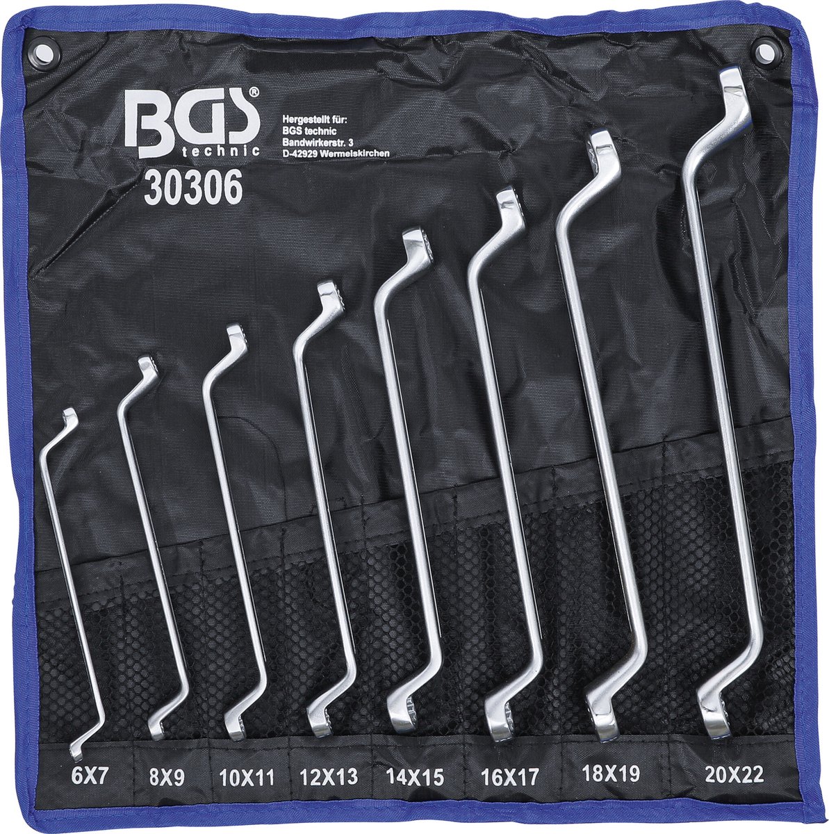 BGS Ringsleutelset diep gebogen 6 x 7 - 20 x 22 mm 8 delig