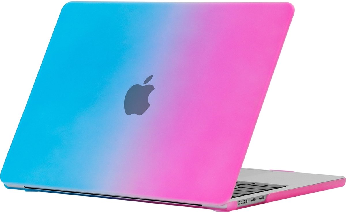 Mobigear Rainbow Matte - Apple MacBook Air 15 Inch (2023) Hoes Hardshell MacBook Case - Blauw / Roze
