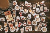 Koffie en Café Stickers - Set van 46 - Planner Agenda Stickers - Scrapbookdecoraties - Bujo Stickers - Geschikt voor Volwassenen en Kinderen