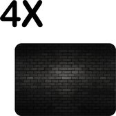 BWK Luxe Placemat - Zwarte Donkere Muur - Set van 4 Placemats - 40x30 cm - 2 mm dik Vinyl - Anti Slip - Afneembaar
