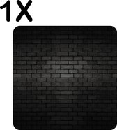 BWK Luxe Placemat - Zwarte Donkere Muur - Set van 1 Placemats - 50x50 cm - 2 mm dik Vinyl - Anti Slip - Afneembaar