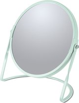 Make-up spiegel Cannes - 5x zoom - metaal - 18 x 20 cm - mintgroen - dubbelzijdig