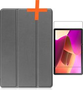 Hoes Geschikt voor Lenovo Tab M10 (3rd gen) Hoes Tri-fold Tablet Hoesje Case Met Screenprotector - Hoesje Geschikt voor Lenovo Tab M10 (3e gen) Hoesje Hardcover Bookcase - Grijs