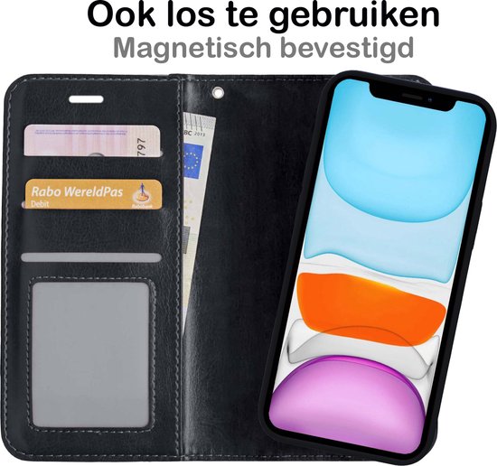 Étui à livre amovible 2 en 1 pour iPhone Xs Max - Étui portefeuille pour iPhone Xs Max avec porte-cartes - Zwart
