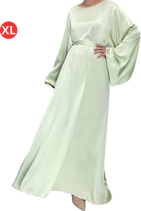 Livano Islamitische Kleding - Abaya - Gebedskleding Dames - Alhamdulillah - Jilbab - Khimar - Vrouw - Lichtgroen - Maat XL