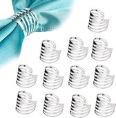 Pack of 12 Napkin Rings Metal Napkin Buckle for Wedding Birthday Christmas Dinner Dining Table (Silver)