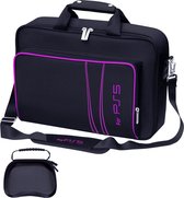 Livano Bag Convient pour PS5 - Étui - Convient pour Playstation 5 - Valise - Étui de transport - Sac - Sac de rangement - Sac de voyage - Zwart & Violet