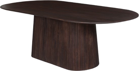 Miguel Ovale Eettafel 230cm Donkerbruin | Massief Mango Hout Structuur en Bovenblad