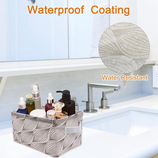 Goodivery ® - Panier de rangement - Boîte de rangement en lin - 6 pièces, boîtes de rangement en tissu imperméables avec poignées - 28 x 19 x 15 cm - naturel, gris, bleu