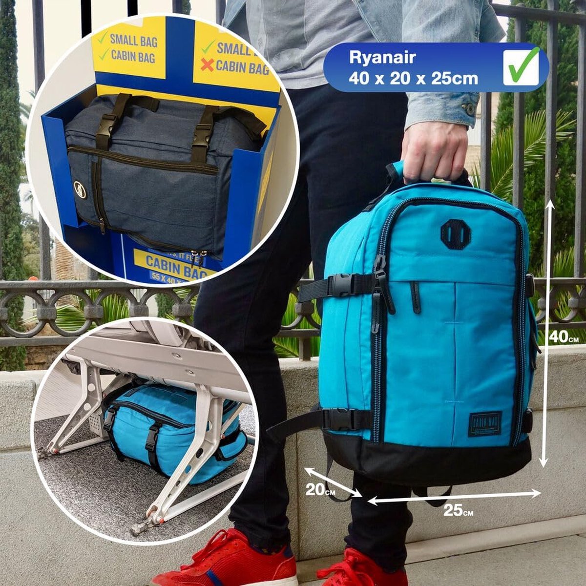 Ryanair Handbagage 40x20x25 Perfecte reisrugzak voor vliegtuig, rugzak