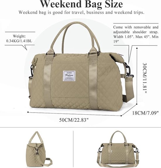 Handbagage tas Weekendtas zwemtas waterdichte Reistas plunjezak Fitnesstas Trainingstas dames voor op reis sportschool, van FANDARE — afbeelding 3