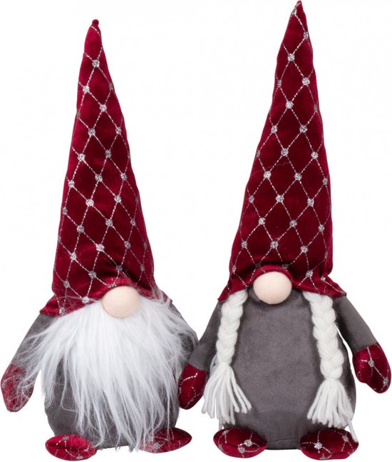 Without Lemon - Christmas Setje 2 stuks Kerst Kabouter Pop - Rode Muts - Pluche Zweedse - Gnome Kerst Decor - Scandinavische Tomte Nordic - Elf Speelgoed - Xmas Ornament - 2 stuks - Kerstpoppen