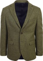 Suitable - Tweed Colbert Herringbone Groen - Heren - Maat 48 - Modern-fit