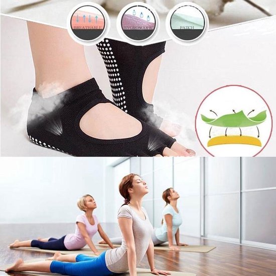 Chaussettes de yoga pilates noires sans orteils de Jumada avec grip - Taille unique grâce à la qualité extensible unique