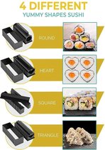 11-Delig Sushi Maker Kit XXL Met Mes -Zelf Sushi Maken Kit- Mooi verpakking doosje als voor cadeau, Sushi set - Sushi Roller .Driehoek,Hart,Ronde,vierkant.Japanse Style,whit Knife