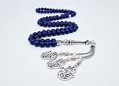 Tasbih 99 Kralen Natuursteen "Azuur" – Met tassel Metaal -Tasbeeh 8 mm diameter van de korrel - Model18- Een cadeau voor Moederdag en Vaderdag