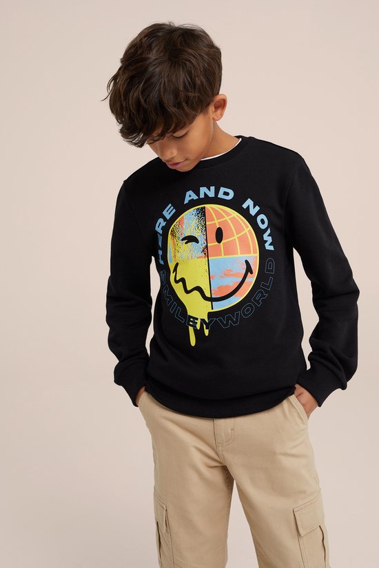 WE Fashion Jongens SmileyWorld® sweater met opdruk