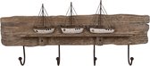 Clayre & Eef Wandkapstok 4 Haken 63x8x27 cm Bruin Hout IJzer Bootjes