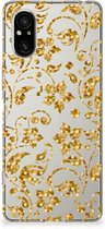 Telefoonhoesje Geschikt voor Sony Xperia 5 V Back Cover Siliconen Hoesje Gouden Bloemen