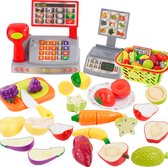 Jeu de supermarché de fruits - Simulation de vente de fruits - Caissier - Fruits coupés - 18 speelgoed - speelgoed 3 ans - Cadeaux d'anniversaire - Cadeaux