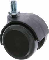 AMIG roue de meuble/roulette pivotante avec bande de roulement PU - 1x - D50mm - Fixation par vis M10 - 50kg - noir
