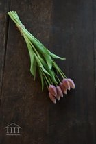 Tulpen in knop - donker roze - 44cm - 7 stelen - bos tulpen - kunst tulpen - kunst tulpenboeket - kunstboeket - kunstbloemen - tulp
