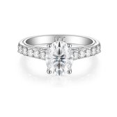 Fiorenza - Zilveren Tijdloze Moissanite Ring met Pavé Band en Galerijdetail - 1.5 karaat