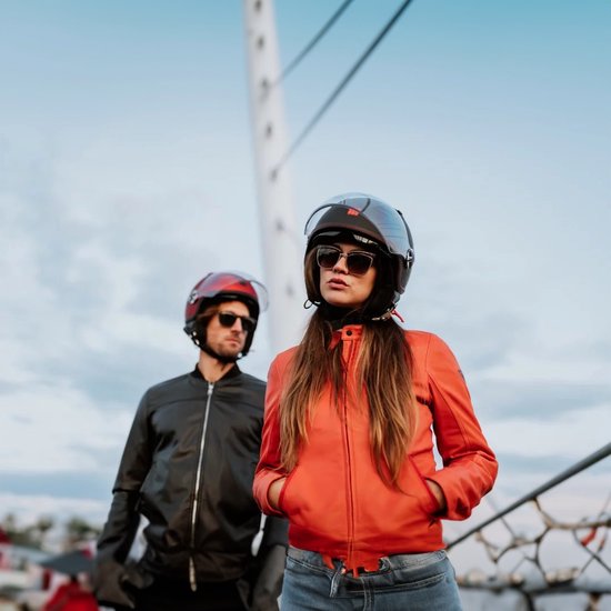 A-PRO SRL Motorhelm Jet Helm Cafe Racer ECE 22-06 Zonneklep Scooter Zwart XL, 8057639302809