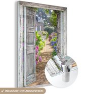 MuchoWow® Glasschilderij 60x80 cm - Schilderij acrylglas - Doorkijk - Hortensia - Bloemen - Foto op glas - Schilderijen
