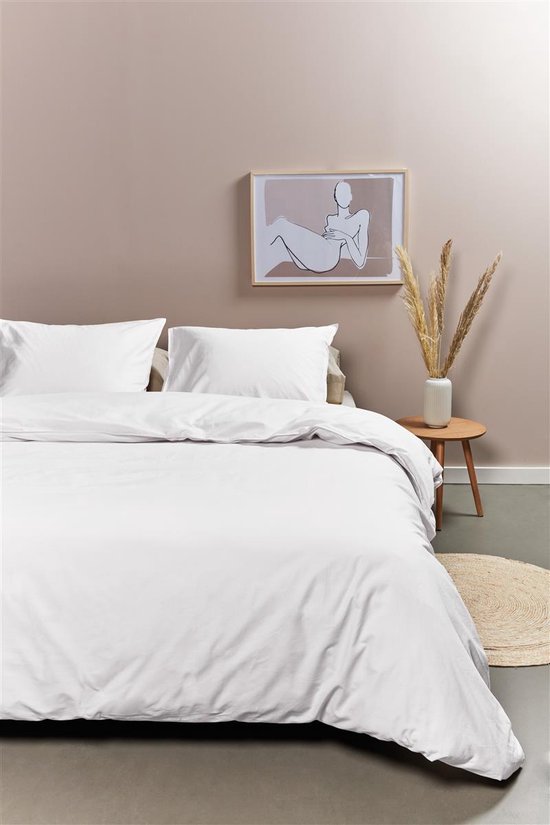 Ambiante Cotton Uni dekbedovertrek - Effen - Lits-Jumeaux - 240x200/220 - Wit van Ambiante — afbeelding 3