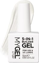 Mylee 5-in-1 Builder Versterkende Gel 15ml [Clear] - UV/LED Nagellak voor Harde Sterke Nageltips & Verlengingen, Voor Nail Art Decoraties, Stickers & Juwelen, Professionele Manicure Herstellen