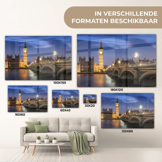 Formation de nuages colorés sur Big Ben à Londres Plexiglas 30x20 cm - petit - Tirage photo sur Glas (décoration murale en plexiglas)