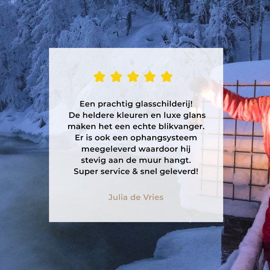 MuchoWow® Peinture sur verre 90x60 cm - Peinture sur verre acrylique - Père Noël avec lanterne dans des rapides froids dans le parc national finlandais d'Oulanka - Photo sur verre - Peintures