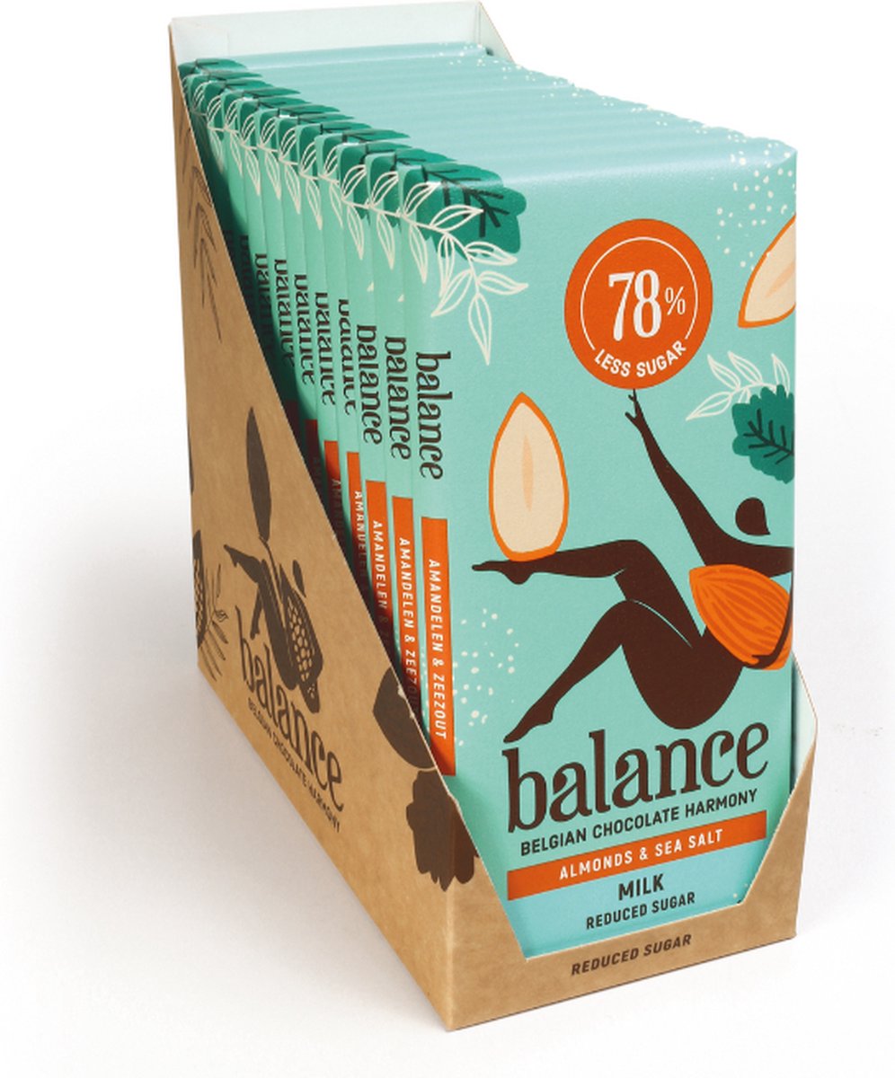 Goedkoopste Balance | Tablet | Melk | Amandel & Zeezout | 12 stuks | 12 x 100 gram