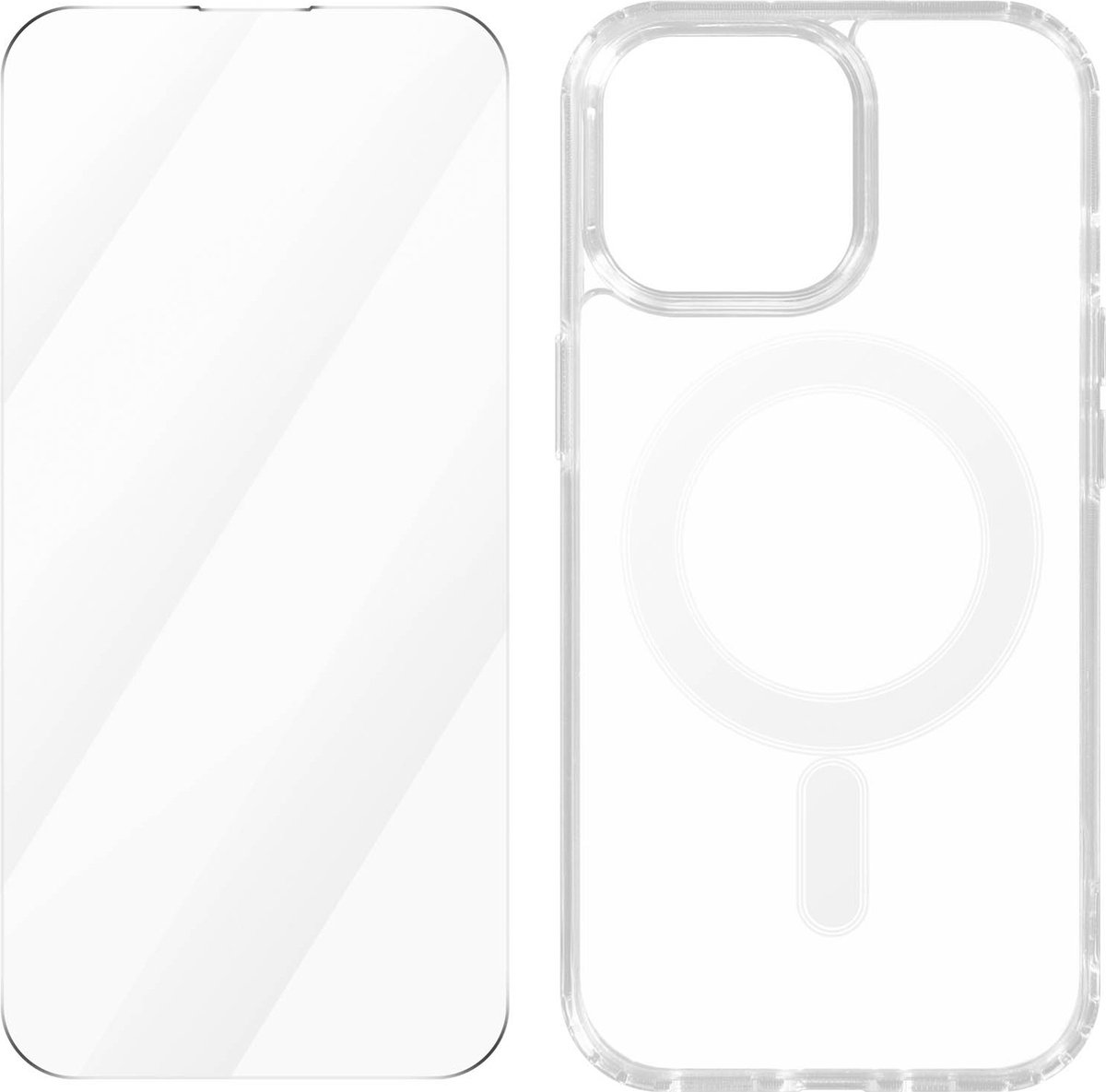 4smarts, Beschermingskit Geschikt voor iPhone 15 Pro Max 360°, MagSafe behuizing van gehard glas, Transparant