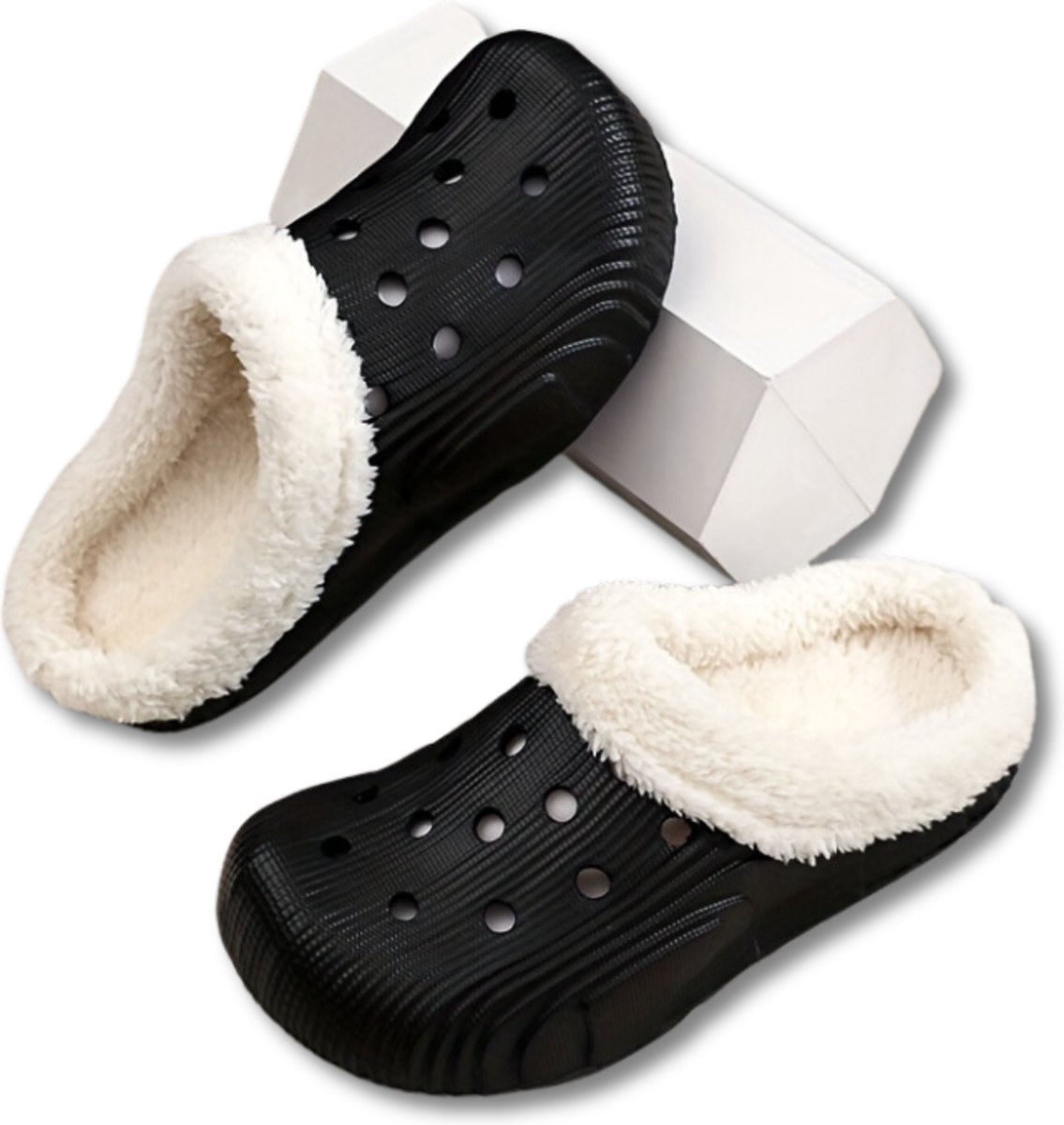 Xerolax Warme Pantoffels Sloffen Slippers Dames Heren Pluche Zwart