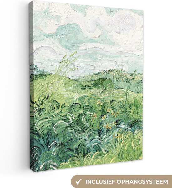 Canvas Schilderij Van Gogh - Kunst - Oude meesters - Veld met groen koren - 30x40 cm - Wanddecoratie