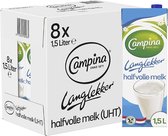 Campina Langlekker Halfvolle Melk Houdbaar - 8 x 1.5 L - Voordeelverpakking