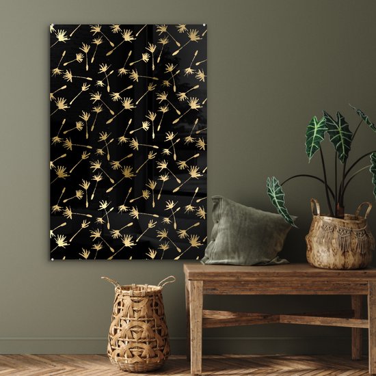 Peinture sur verre MuchoWow 60x90 cm - Peinture acrylique sur verre - Motifs - Graines - Or - Photo sur verre - Peintures