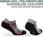 Norfolk - Hardloopsokken - 2 Paar - Merino wol Low-cut Sportsokken - Non Restrictive - Hardlopen - Maat 43-46 - Groen/Rood - Joel LC