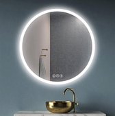 X-quizz Nimes ronde spiegel 70cm met dimbare LED verlichting, spiegelverwarming en een klok