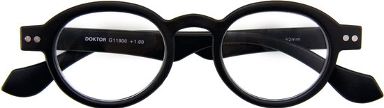 Lunettes de lecture noires DOKTOR G11900 +1.00, verres ronds, monture épaisse mate.