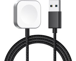 Oplader - USB oplaadkabel - geschikt voor Apple Watch Series 1 / 2 / 3 / 4 / 5 / 6 / 7 / 8 / 9 / 10 / SE / SE 2 / Ultra / Ultra 2 - draadloos opladen - zwart