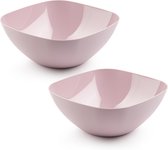 Plasticforte serveerschaal/saladeschaal - 2x - D28 x H11 cm - kunststof - roze - 4800 ml