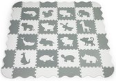 Speelmat - puzzelmat - dieren - 154x154 cm - grijs